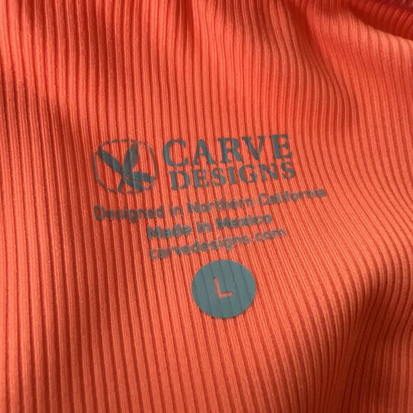 Carve Designs Shirt Women Large Orange Quarter Zip Ruched Short Sleeve Active - Picture 6 of 15